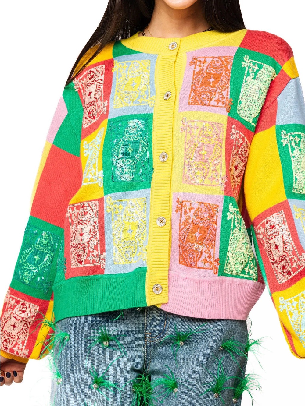 Queen of Sparkles Colorblock Queen Card Cardigan